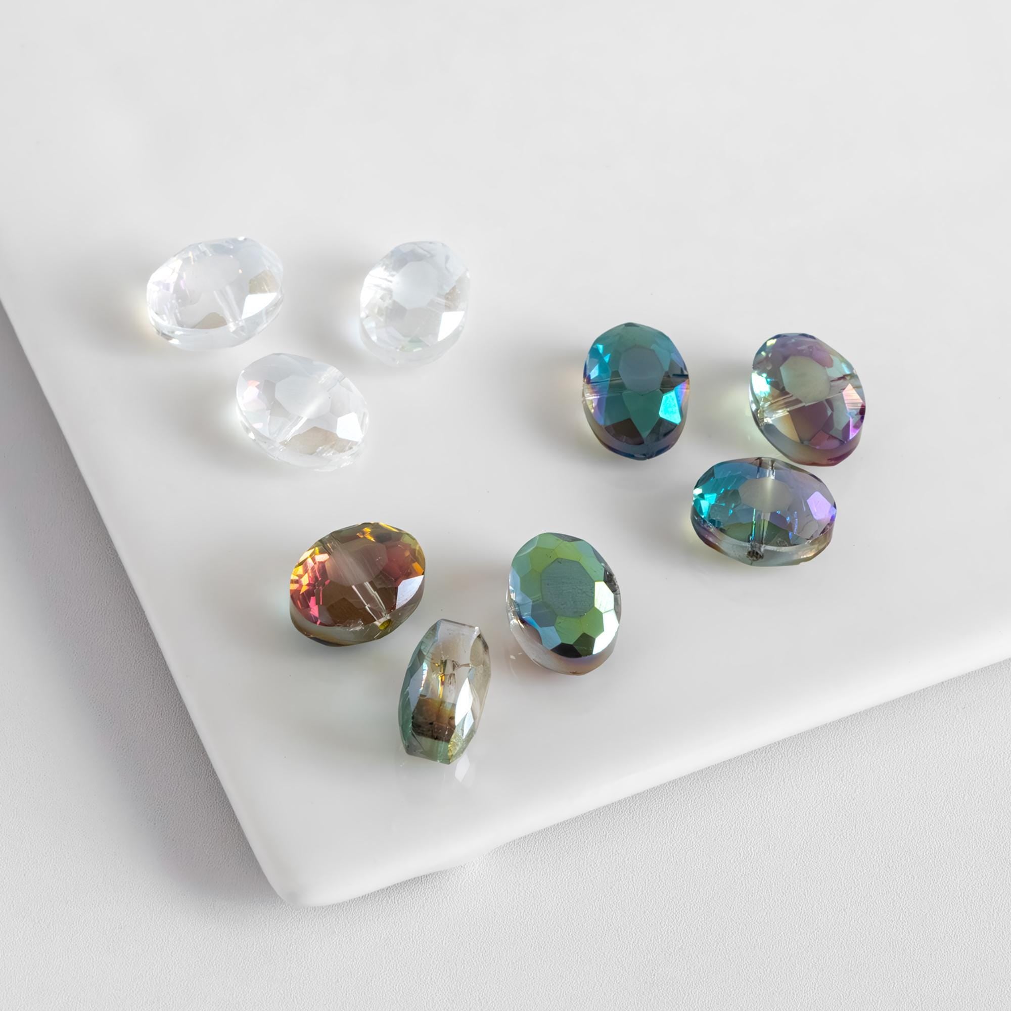 Frosted Oval Crystal Glass Faceted beads 12mm Clear (TS-55)/ 68pcs